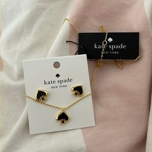 NWT kate spade matching spade earrings + necklace